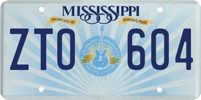 MS license plate ZTO604