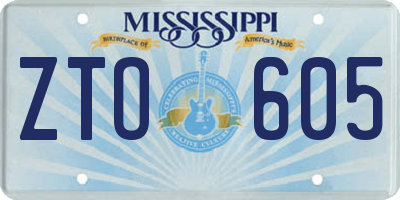 MS license plate ZTO605