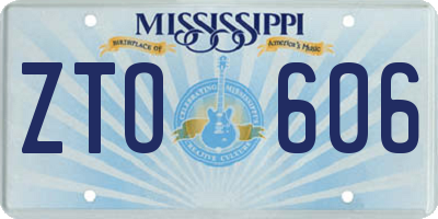 MS license plate ZTO606