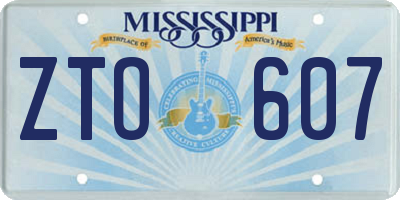 MS license plate ZTO607