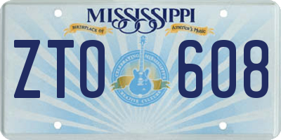 MS license plate ZTO608