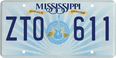 MS license plate ZTO611