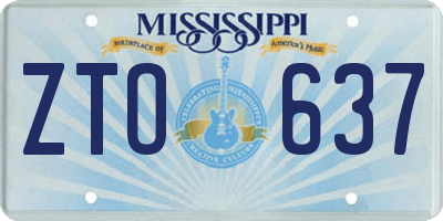 MS license plate ZTO637