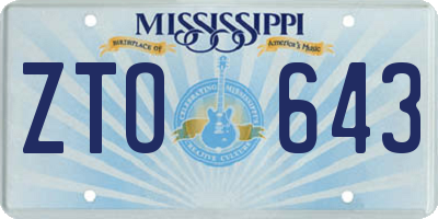 MS license plate ZTO643
