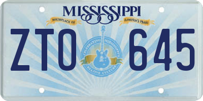 MS license plate ZTO645