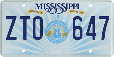 MS license plate ZTO647
