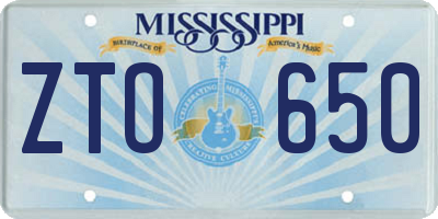 MS license plate ZTO650