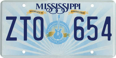 MS license plate ZTO654