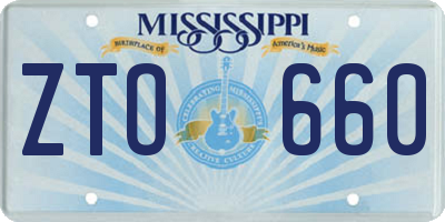 MS license plate ZTO660