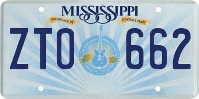 MS license plate ZTO662