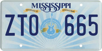 MS license plate ZTO665