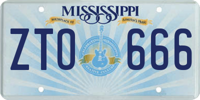 MS license plate ZTO666