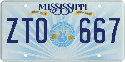 MS license plate ZTO667