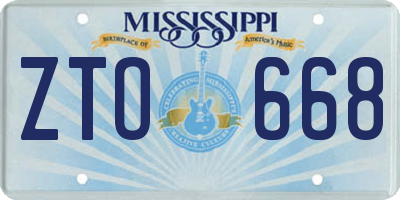 MS license plate ZTO668