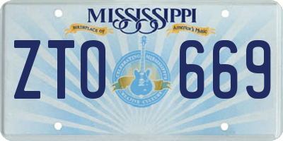 MS license plate ZTO669