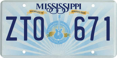 MS license plate ZTO671