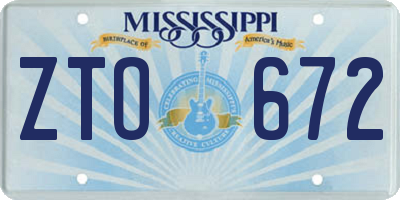 MS license plate ZTO672