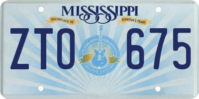MS license plate ZTO675