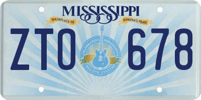 MS license plate ZTO678