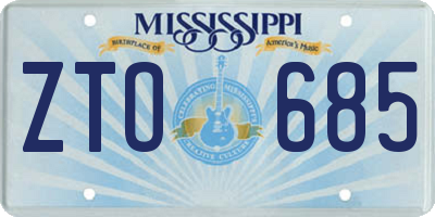 MS license plate ZTO685
