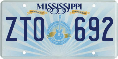 MS license plate ZTO692