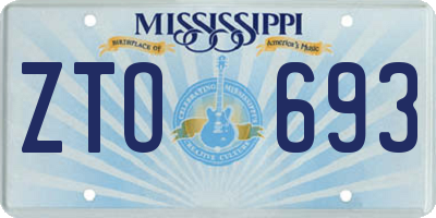 MS license plate ZTO693