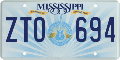 MS license plate ZTO694