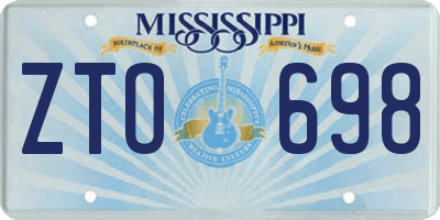 MS license plate ZTO698
