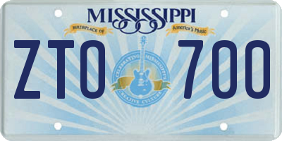 MS license plate ZTO700