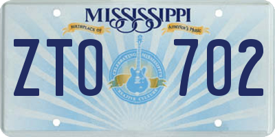MS license plate ZTO702