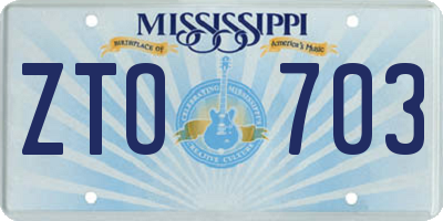 MS license plate ZTO703