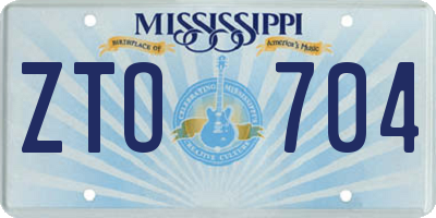 MS license plate ZTO704