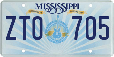 MS license plate ZTO705