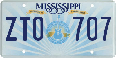 MS license plate ZTO707