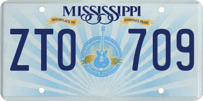 MS license plate ZTO709