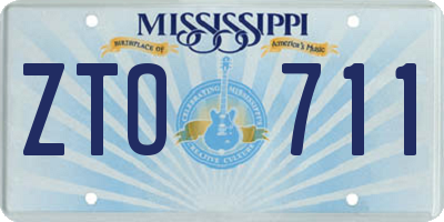 MS license plate ZTO711