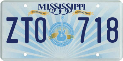 MS license plate ZTO718