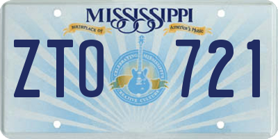 MS license plate ZTO721