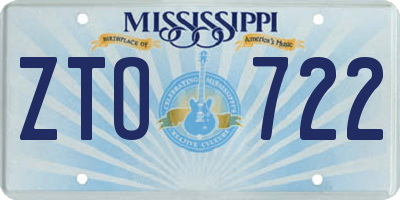 MS license plate ZTO722