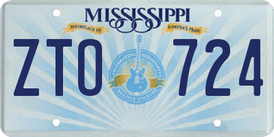 MS license plate ZTO724