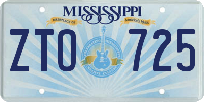 MS license plate ZTO725