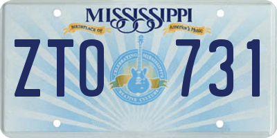 MS license plate ZTO731