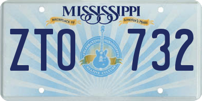 MS license plate ZTO732