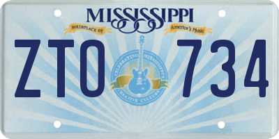 MS license plate ZTO734