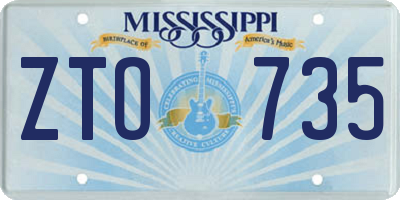 MS license plate ZTO735