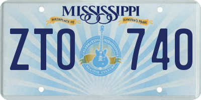 MS license plate ZTO740