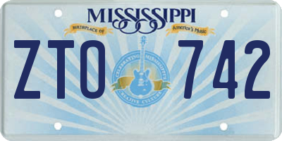 MS license plate ZTO742