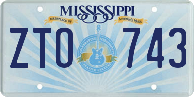 MS license plate ZTO743