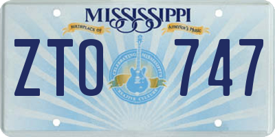 MS license plate ZTO747