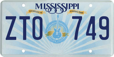 MS license plate ZTO749